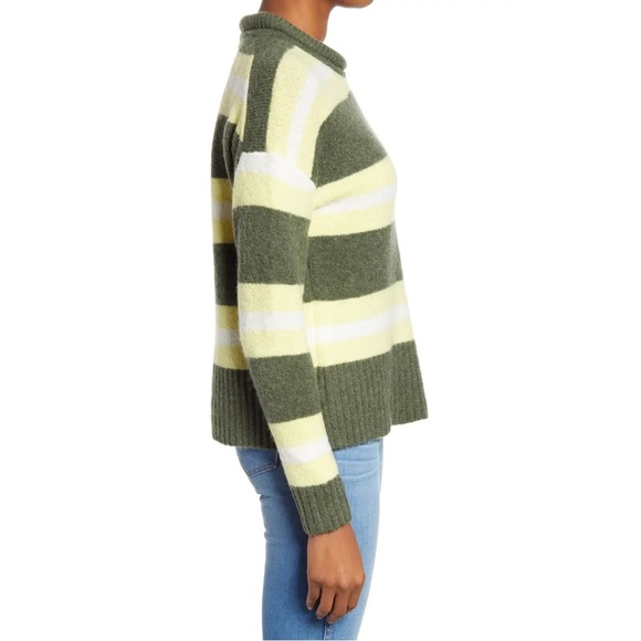 Madewell NWT Striped Fulton Pullover Sweater in Heather Greengrass - Picture 7 of 9